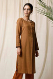 Khaki Cotton Slub Kurta