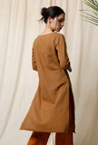 Khaki Cotton Slub Kurta