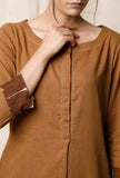 Khaki Cotton Slub Kurta