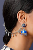 Blue Enamel Flower Jhumkas