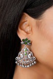 Green Stone German Silver Earrings