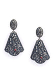 Nature Motif Red Stone Brass Earrings