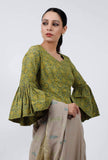 Light Green Ajrakh Hand Block Printed Cotton Blouse