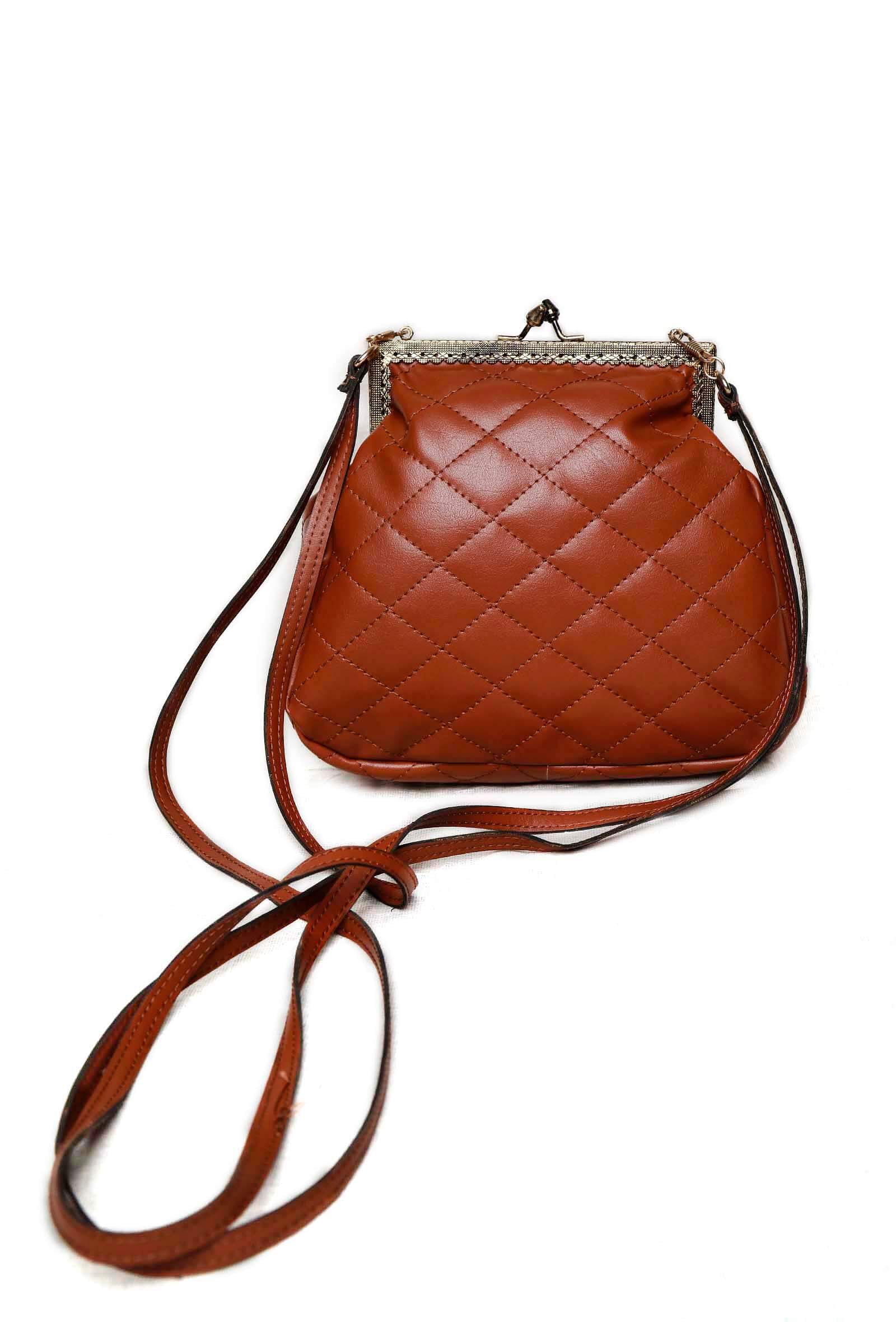 Quilted Tan Cruelty-Free Leather Bag