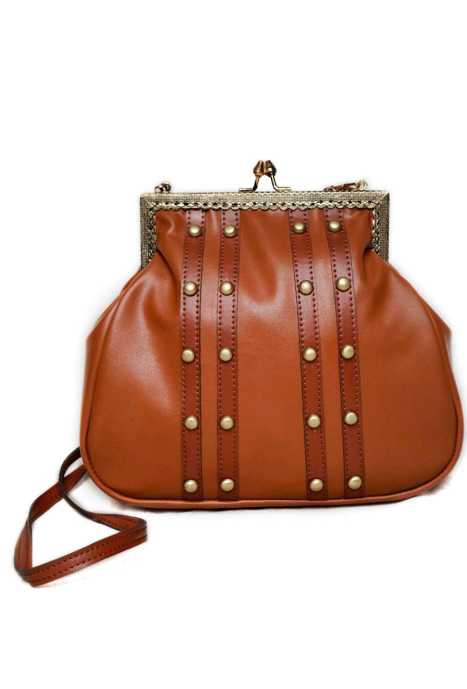 Tan And Brown Cruelty-Free Leather Sling Bag