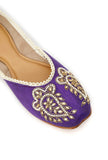 Aarzoo Purple Raw Silk Zardozi Juttis