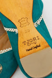 Juhi Teal Raw Silk Zardozi Juttis