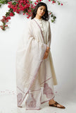 Set of 3: The Spotted off White Kota Dupatta matched with The Playful Off White Cotton Kurta and White Pant
