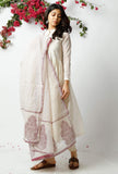 Set of 3: The Spotted off White Kota Dupatta matched with The Playful Off White Cotton Kurta and White Pant