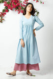 Set of 2: The Angellic Baby Blue Cotton Kurta Matched with Violet Cotton Palazzos