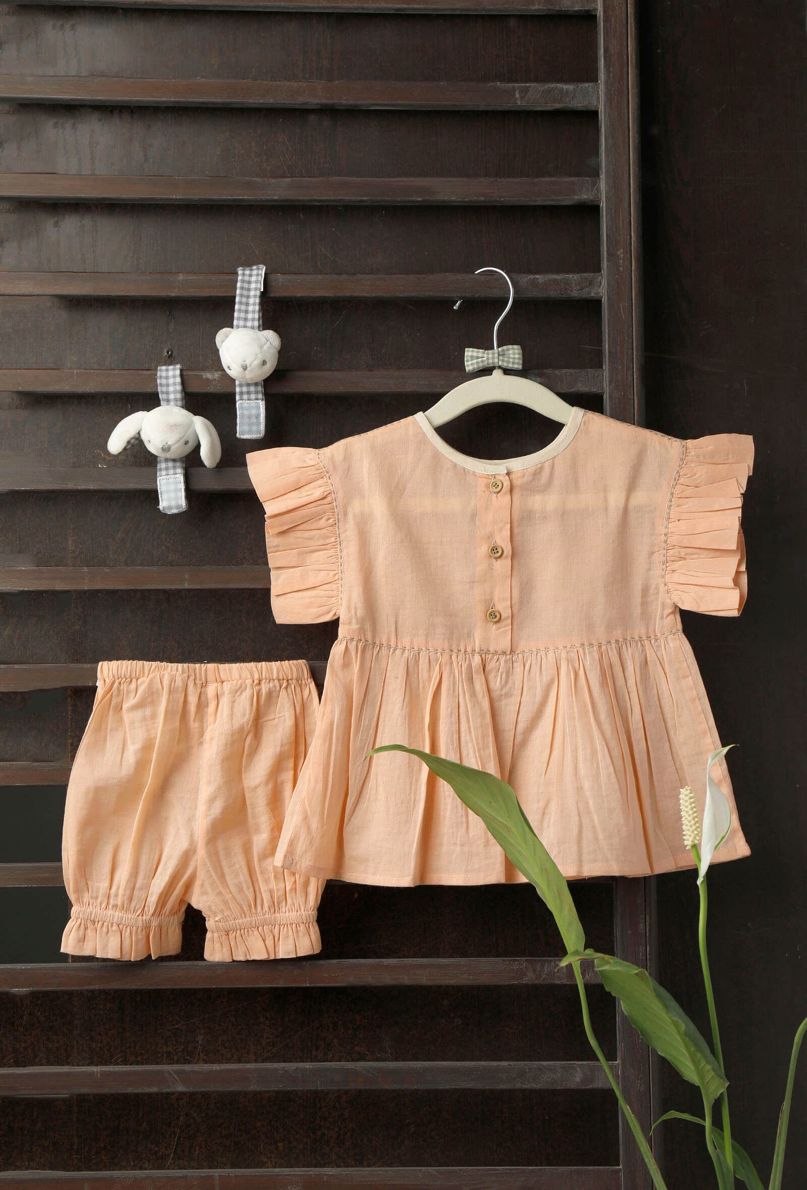 Peachy Peach Bamboo Fabric Top And Shorts