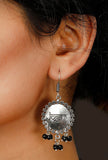 Black Beads German Silver Necklace And Earrings Set