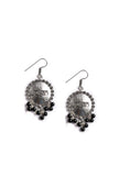 Black Beads German Silver Necklace And Earrings Set
