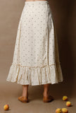 Off White Cotton Hand Block Printed Wraparound Skirt