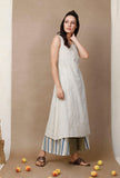 Off White Cotton Angrakha Kurta Dress