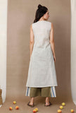 Off White Cotton Angrakha Kurta Dress