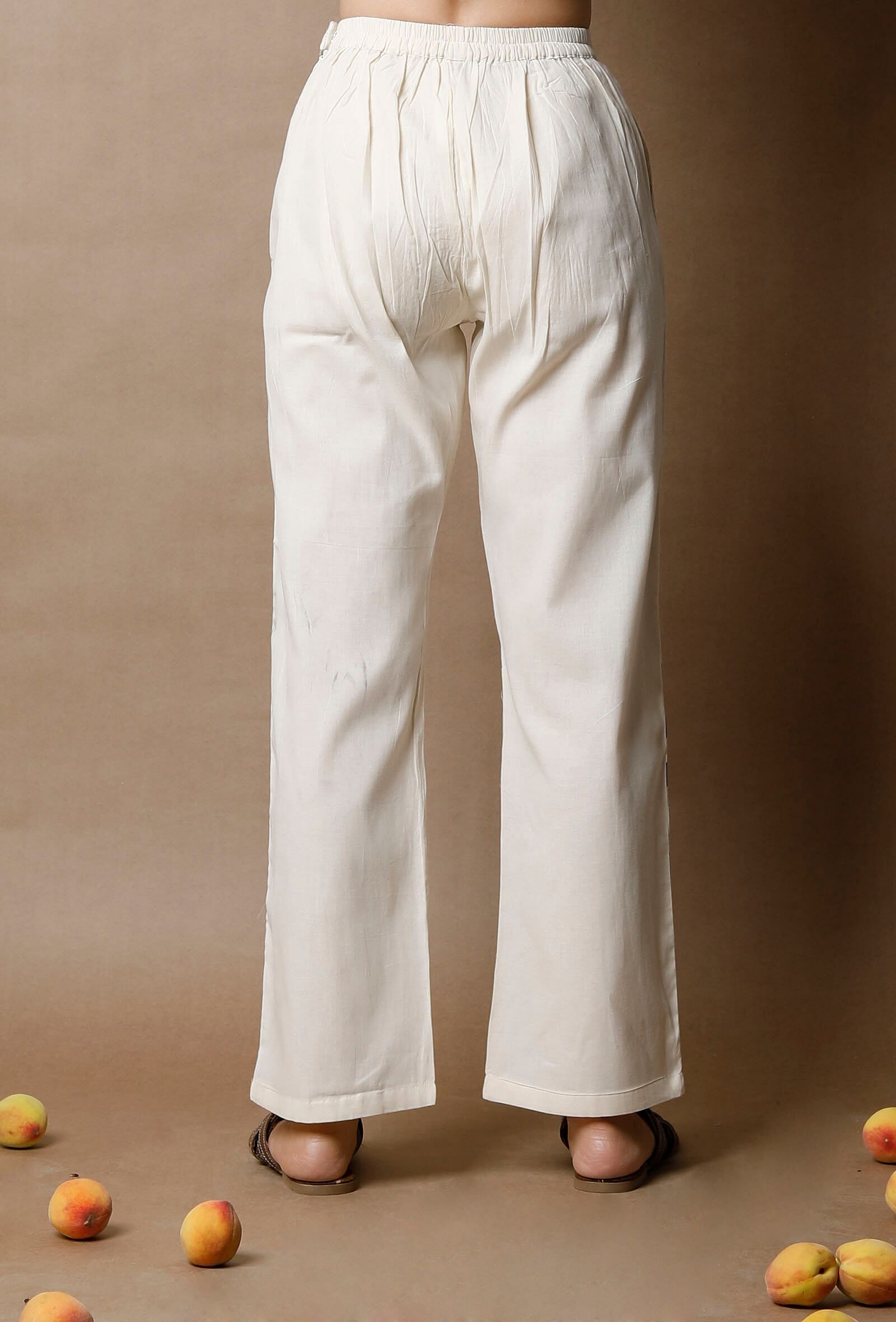 Off White Cotton Pants
