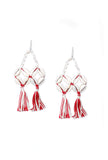 Red Thread Seashell Earrings