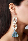Blue Thread Seashell Earrings