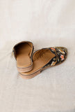 Black Embroidered Dupion Silk Mules