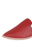 Red Handwoven Cruelty-Free Leather Slip-Ons