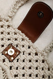 White Macrame Tote Bag With Jaccurd Cruelty Free Leather Pouch