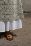Green And White Block Printed Cotton Kurta
