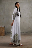Block Printed White Angrakha Kurta