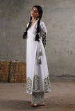 Block Printed White Angrakha Kurta