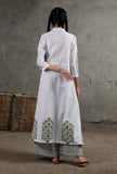 Block Printed White Angrakha Kurta