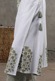 Block Printed White Angrakha Kurta