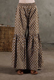 White And Brown Hand Block Printed Cotton Shararas