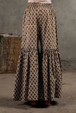 White And Brown Hand Block Printed Cotton Shararas