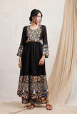 Black Cotton Kurta With Kalamkari Border