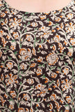 Kalamkari cotton slip with intricate floral designs in rich, vibrant colors