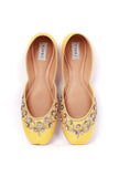 Yellow Hand Embroidered Silk Juttis