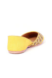 Yellow Hand Embroidered Silk Juttis