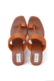 Comfortable cruelty-free heeled sandals in tan color