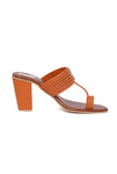 Handcrafted cruelty-free tan heeled sandals for daily wear