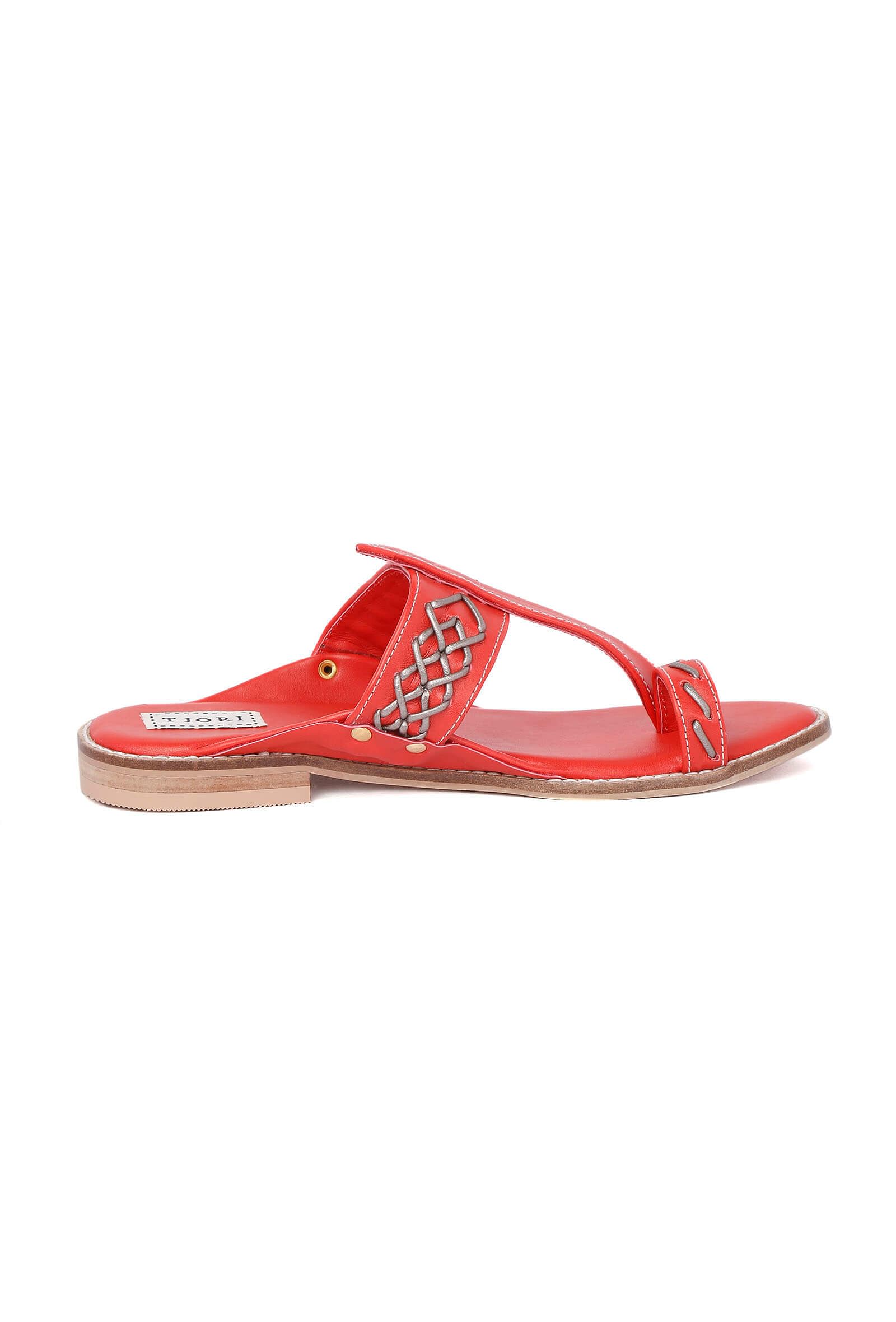 Red Cruelty-Free Leather Sandals