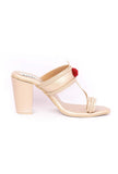 Trendy cruelty-free leather block heels in gold