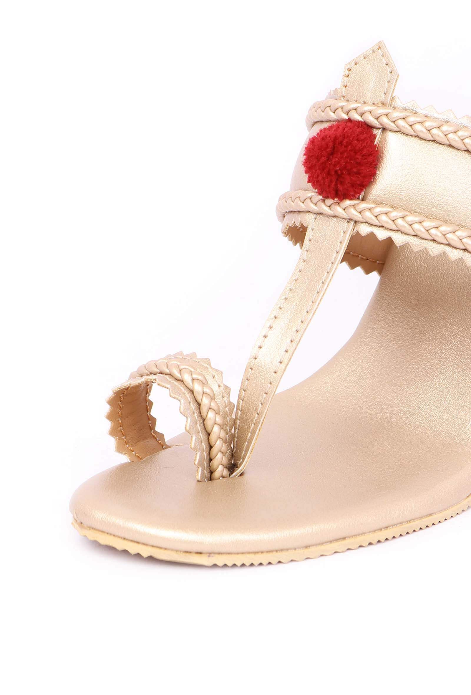 Golden Cruelty-Free Leather Heeled Sandals