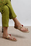 Golden Pom Pom Sandals