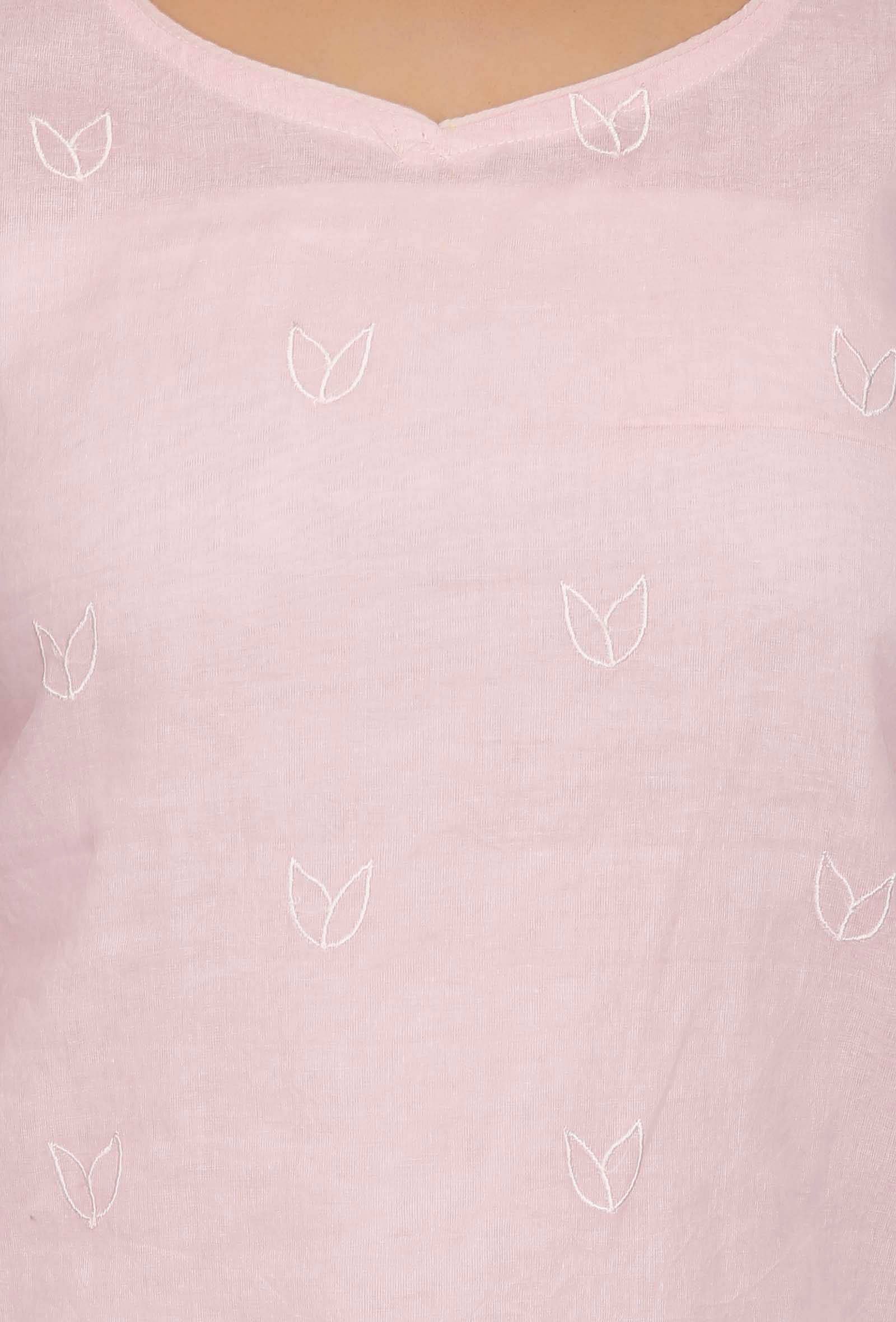 Baby Pink Embroidered Organdy Kurta