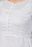 White Cotton Organza Side Gathered Embroidered Kurta