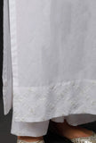 Set Of 2: Embroidered Straight White Cotton Kurta And Palazzos
