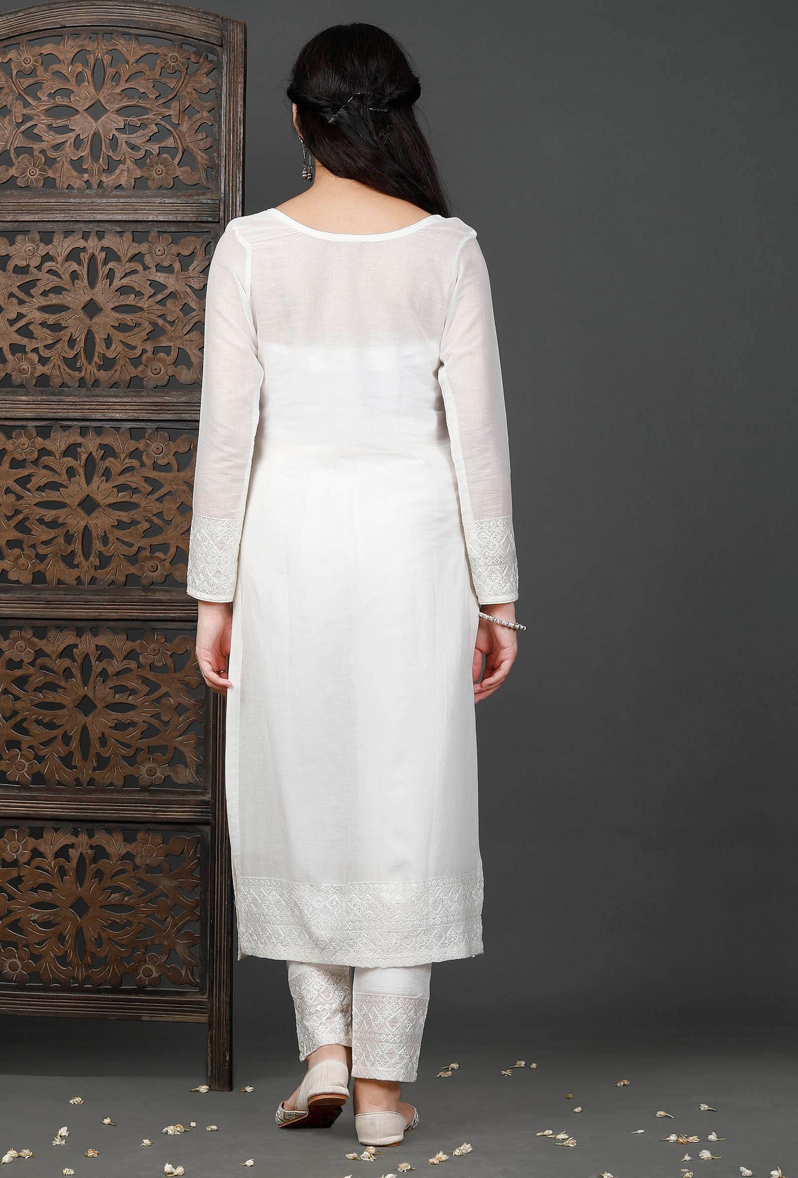 Stylish off white cotton printed kurti - G3-WKU02112 | G3fashion.com