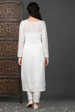 Set of 2: White Embroiderd Kurti And White Pants