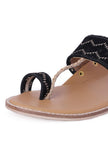 Black Kantha Embroidered Kolhapuri Inspired Chappals