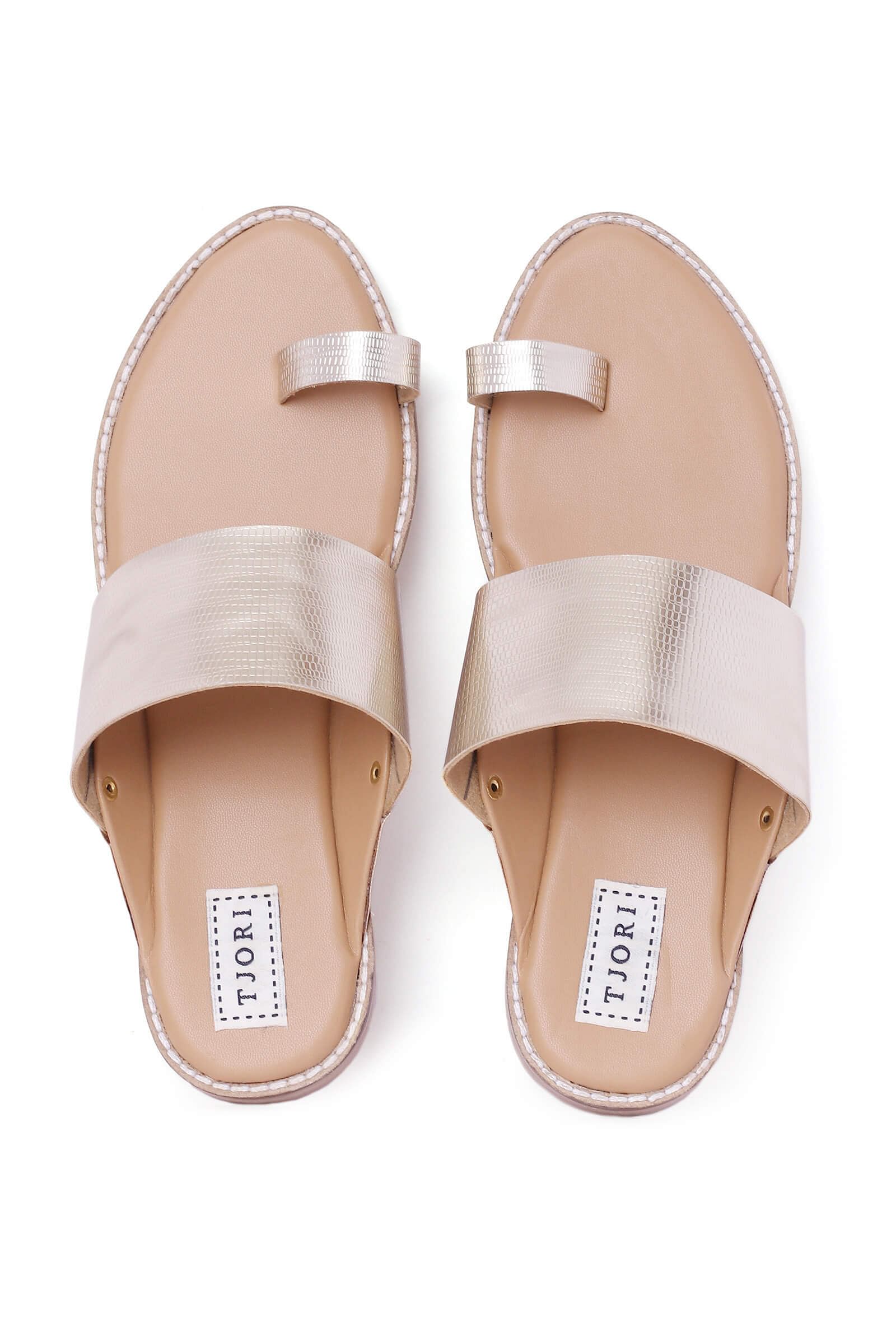 Textured Silver Cruelty-Free Leather Kolhapuri Inspired  Chappals